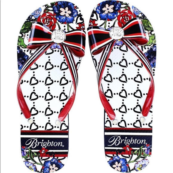 Brighton Shoes - Brighton ENTICE Bow Red White Blue Slip On Sandals Flip Flops Size: 9